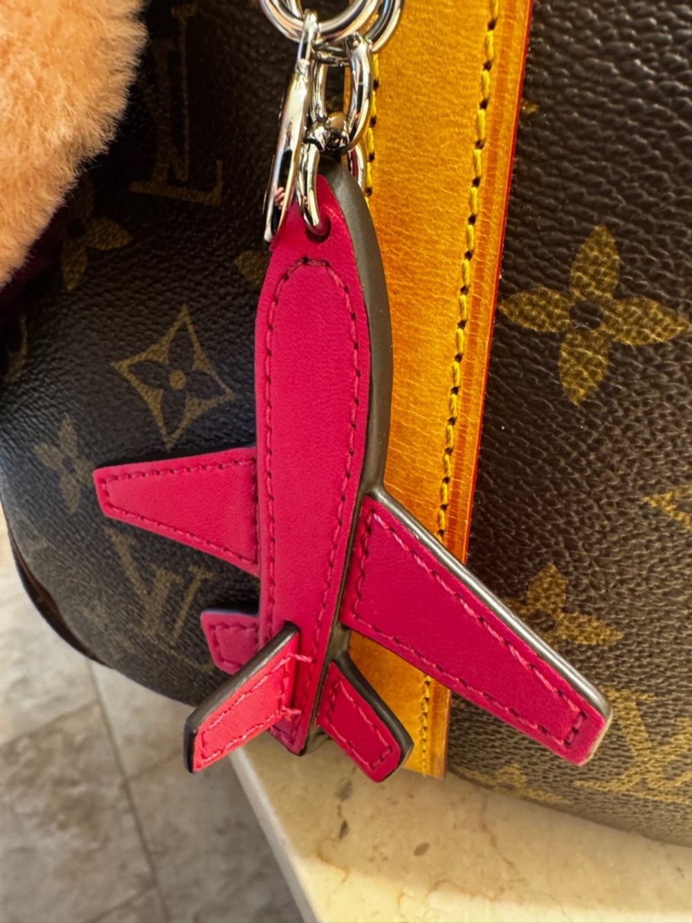 MK Hot Pink leather Airplane Bag Charm